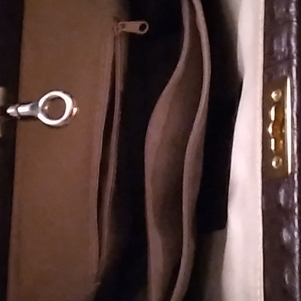 Crocodile embossed leather satchel